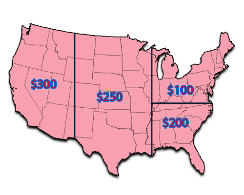 Estimated shipping costs for a 2500-pound pallet.